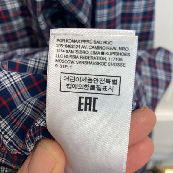 Banana Republic Plaid Check Mens Tech Stretch Cotton Top Size M - Picture 7 of 8